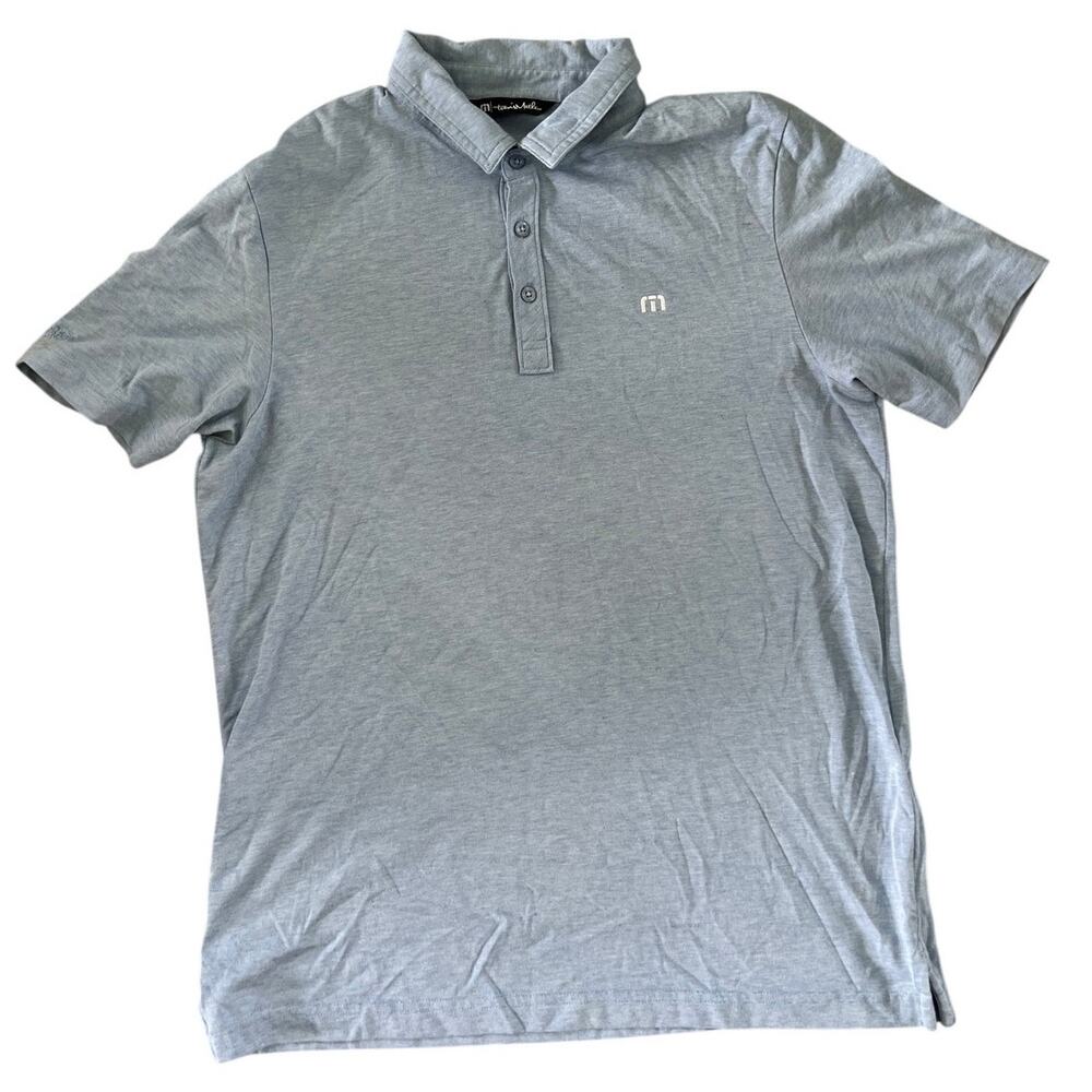 Travis Mathew Mens Polo Shirt Blue Size Large Golf Pima Cotton Logo Preppy SS